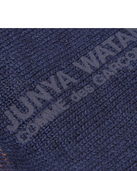 Chaussettes en laine à rayures horizontales bleu marine Junya Watanabe