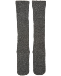 Chaussettes en laine en tricot gris foncé