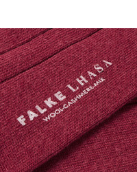 Chaussettes en laine en tricot rouges Falke