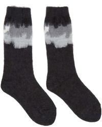 Chaussettes en laine imprimées noires Facetasm