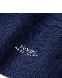 Chaussettes en tricot bleu marine Sunspel