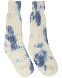 Chaussettes imprimé tie-dye blanc et bleu