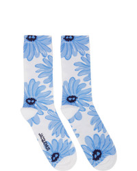 Chaussettes imprimées blanc et bleu