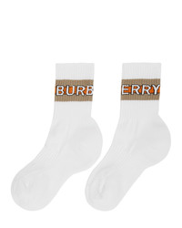 Chaussettes imprimées blanches Burberry