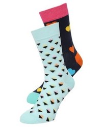 Chaussettes imprimées bleu clair Happy Socks