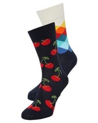 Chaussettes imprimées bleu marine Happy Socks