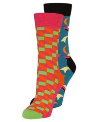 Chaussettes imprimées bleu marine Happy Socks