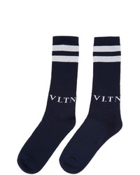 Chaussettes imprimées bleu marine Valentino