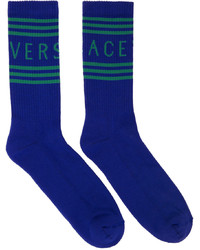 Chaussettes imprimées bleu marine Versace