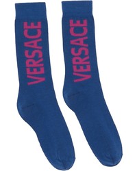 Chaussettes imprimées bleu marine Versace