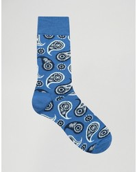 Chaussettes imprimées cachemire bleues Happy Socks
