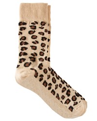 Chaussettes imprimées léopard beiges