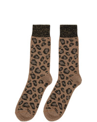 Chaussettes imprimées léopard marron clair Versace