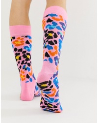 Chaussettes imprimées léopard roses Happy Socks