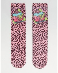 Chaussettes imprimées léopard roses Asos