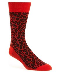 Chaussettes imprimées léopard rouges
