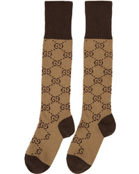 Chaussettes imprimées marron clair Gucci