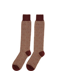 Chaussettes imprimées marron Gucci