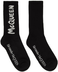 Chaussettes imprimées noires et blanches Alexander McQueen