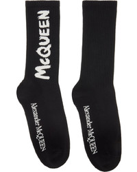 Chaussettes imprimées noires et blanches Alexander McQueen