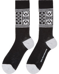 Chaussettes imprimées noires et blanches White Mountaineering