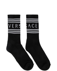 Chaussettes imprimées noires et blanches Versace