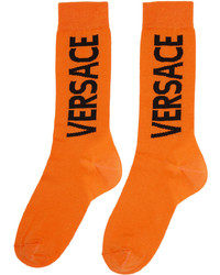Chaussettes imprimées orange Versace