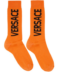 Chaussettes imprimées orange Versace