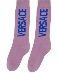 Chaussettes imprimées pourpres Versace