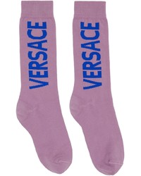 Chaussettes imprimées pourpres Versace