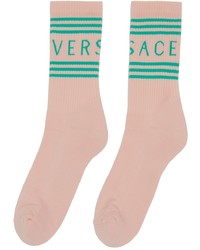 Chaussettes imprimées roses Versace