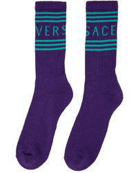 Chaussettes imprimées violettes Versace