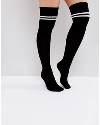 Chaussettes montantes à rayures horizontales noires