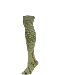 Chaussettes montantes à rayures horizontales vert foncé