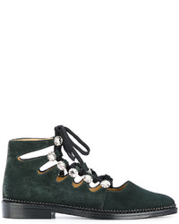 Chaussures à lacet en daim ornées vert foncé Toga Pulla