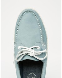 Chaussures bateau en cuir bleu clair Sperry