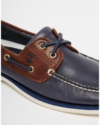 Chaussures bateau en cuir bleu marine Timberland