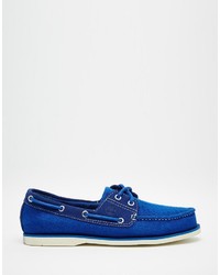 Chaussures bateau en cuir bleues Timberland