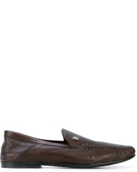 Chaussures bateau en cuir marron foncé Bally