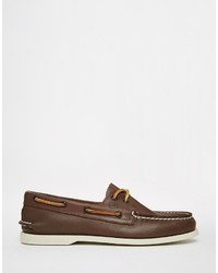 Chaussures bateau en cuir marron foncé Sperry