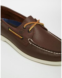 Chaussures bateau en cuir marron foncé Sperry