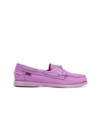 Chaussures bateau en cuir violet clair