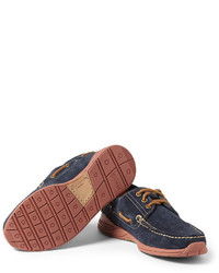 Chaussures bateau en daim bleu marine VISVIM