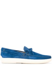 Chaussures bateau en daim bleues Tod's