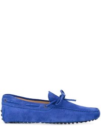 Chaussures bateau en daim bleues Tod's