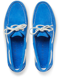Chaussures bateau en daim bleues Sperry