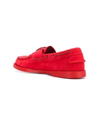 Chaussures bateau en daim rouges Sebago