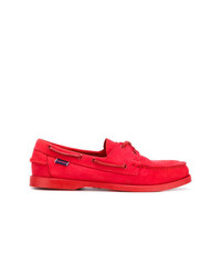 Chaussures bateau en daim rouges Sebago