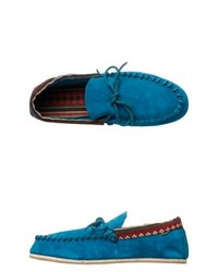 Chaussures bateau en daim turquoise