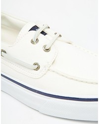 Chaussures bateau en toile blanches Sperry